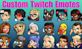 do custom twitch emotes discord kick emotes sub badges chibi emotes for streamer