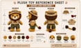 design custom plushie reference sheet,stuffed toy,plush toy character,tech pack