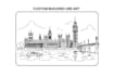 create minimalist building and house portrait line art