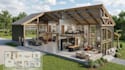 create 3d barndominium floor plan, shouse layout, barn house interior