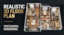 create realistic 3d floor plan rendering for your house or property