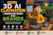 create modern 3d ai claymation animation videos for brands