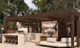 do landscape backyard design 3d rendering for pool, pergola, patio garden design