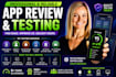 do qa testing, app review, usability, ios, andriod website testing ai app review