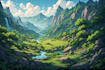 create stunning fantasy background and scenery illustration