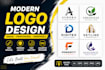 create a modern custom logo and brand identity