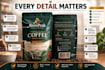 design coffee label, coffee bag packaging and coffee product packaging