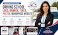 do driving school logo banner flyer paster wordpress website driving instructor