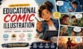 create a full color 8 panel educational comic strip for k 12 stem lessons
