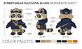 draw a custom plushie reference sheet character turn around for manufacturing