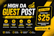 do SEO guest post backlink, high da guest post service