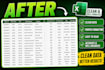 clean format,merge,split,excel,data, organize excel data