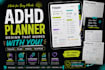 design adhd planner productivity planner, digital planner and journal design