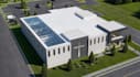 render 3d mixed use building,parking lot,contemporary design,cgi facade exterior