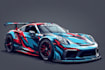 create racing car wrap, itasha wrap design with extreme creativity