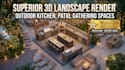 design 3d landscape, patio, swimming pool, and backyard render