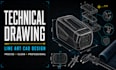 technical drawing line art cad design