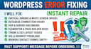 fix wordpress errors, critical bugs, and database issues