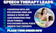 speech therapy leads speech pathologist leads clinic leads facebook, google ads