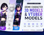create anime character art, 3d models and vtuber models
