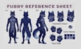 draw furry reference sheet and fursona character design