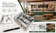 design commercial kitchen floor plan, restaurant interior, cafe 3d rendering