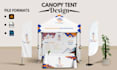 do canopy tent design, feather flag and table cover