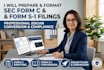draft and format sec form c and form s1 registration statements for edgar