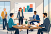 make an vector flat illustration people corporate art