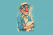 draw retro vintage cartoon character illustration