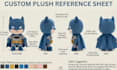 design a custom plush reference sheet for labubu mascot plushie concept art
