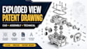 exploded view patent drawing cad assembly technical illustration patent filing