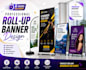 roller banner, feather flag and a frame sign