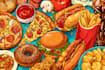 draw a illustration of food pop art