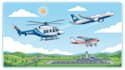 draw helicopter, airplane, aircraft, into a vector