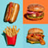 create retro food pop art illustrations and posters