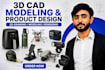 do 3d cad mechanical design, drawings and 3d cad modeling in solidworks