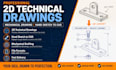 do technical line drawing, 2d mechanical drawings or hand sketch using autocad
