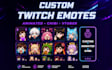 custom twitch emotes, animated emotes, chibi emotes chibi animated emotes vtuber