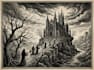 draw dark art illustration with engraving style