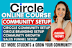 do circle community setup, eventbrite setup, circle course community manager