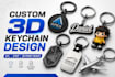 design custom 3d keychains, keyrings and personalizes 3d models