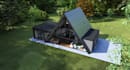 create a frame house from reference, micro cabin building render, prefab project