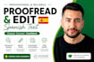 proofread spanish text and spanish book editing