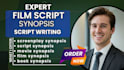 write script synopsis, treatment, logline and pitch document for your script