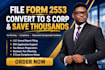file form 2553 and convert llc to s corp election