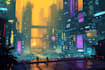 create a stunning sci fi city concept art and cyberpunk landscape