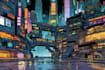 create a stunning sci fi or cyberpunk city concept art