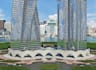 rebuild high rise apartment, building concept 3d render, waterfront property cgi
