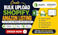 create bulk shopify, amazon listing upload flat file, CSV product upload content